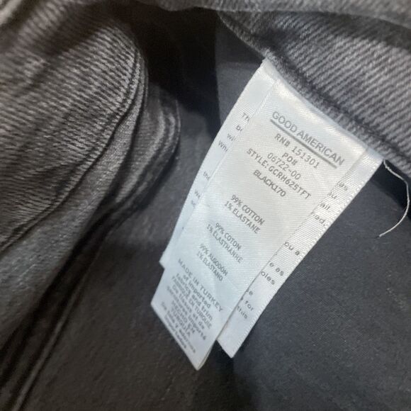 Good American Classic Jeans Women 10 30 Black GCRH25TFT Raw Hem Skinny High Rise - Picture 12 of 16
